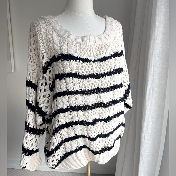 Line Crocheted Striped Sweater - Small - Picture 1 of 7